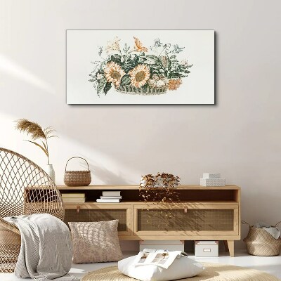 Flower bouquet in a basket Canvas Wall art