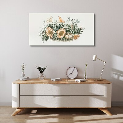 Flower bouquet in a basket Canvas Wall art