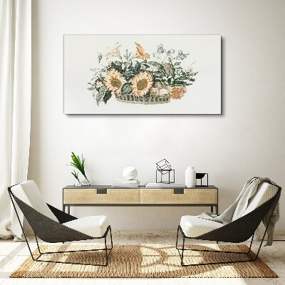 Flower bouquet in a basket Canvas Wall art