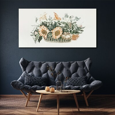 Flower bouquet in a basket Canvas Wall art