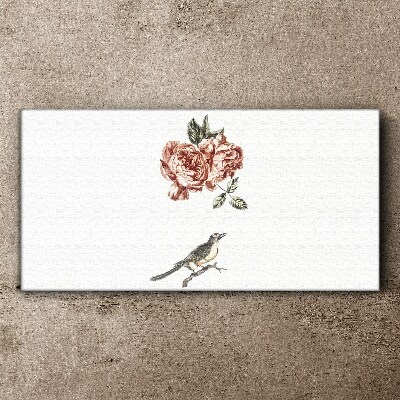 Bird and roses in harmony Canvas Wall art
