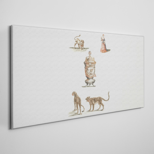 Exotic animals and a vase Canvas Wall art