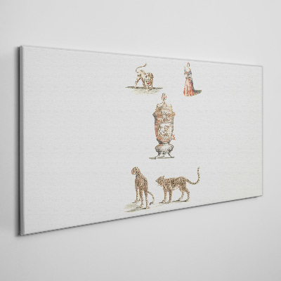 Exotic animals and a vase Canvas Wall art
