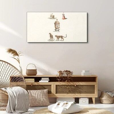 Exotic animals and a vase Canvas Wall art