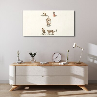 Exotic animals and a vase Canvas Wall art