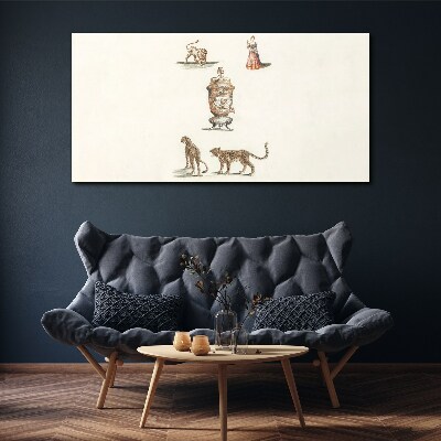 Exotic animals and a vase Canvas Wall art
