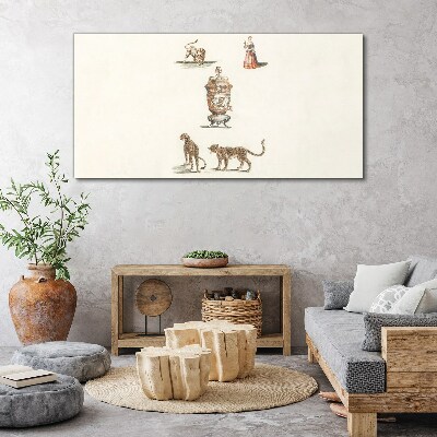 Exotic animals and a vase Canvas Wall art