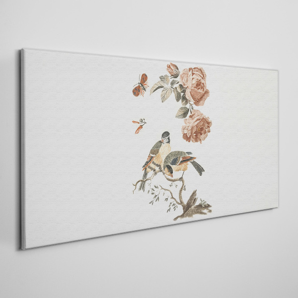Birds and flowers in harmony Canvas Wall art