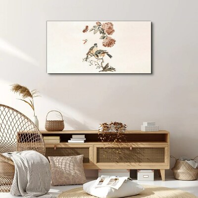 Birds and flowers in harmony Canvas Wall art