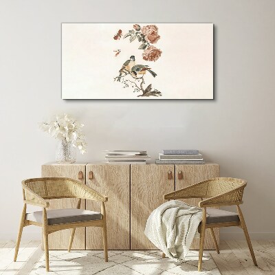 Birds and flowers in harmony Canvas Wall art