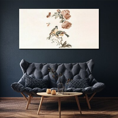 Birds and flowers in harmony Canvas Wall art