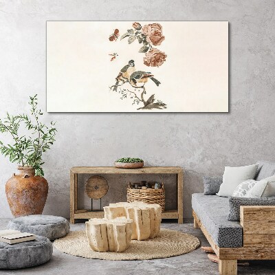 Birds and flowers in harmony Canvas Wall art