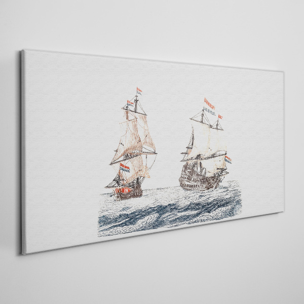Sailing ships on a calm sea Canvas Wall art