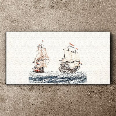 Sailing ships on a calm sea Canvas Wall art