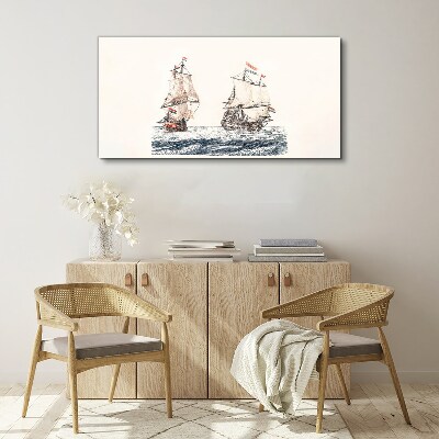 Sailing ships on a calm sea Canvas Wall art