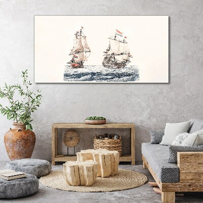 Sailing ships on a calm sea Canvas Wall art