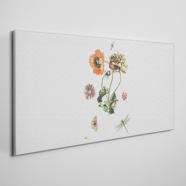 Floral motifs with insects Canvas print