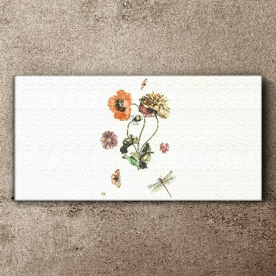 Floral motifs with insects Canvas print