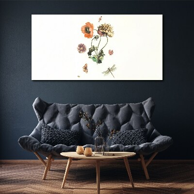 Floral motifs with insects Canvas print