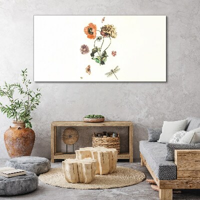 Floral motifs with insects Canvas print