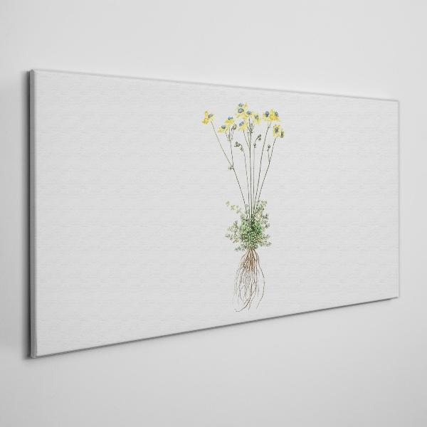 Golden Flowers with Roots Canvas print