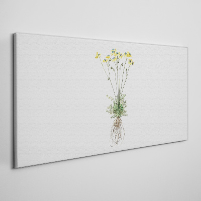 Golden Flowers with Roots Canvas print