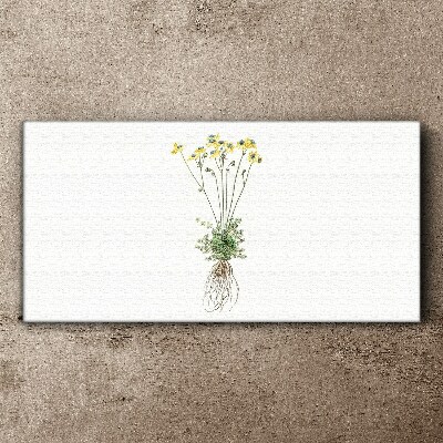 Golden Flowers with Roots Canvas print