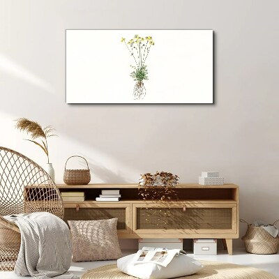 Golden Flowers with Roots Canvas print