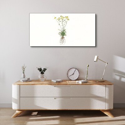 Golden Flowers with Roots Canvas print