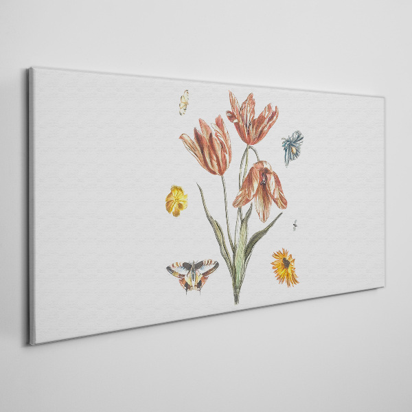 Flowers and butterflies in harmony Canvas print