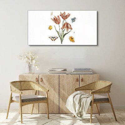 Flowers and butterflies in harmony Canvas print