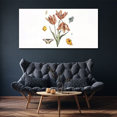 Flowers and butterflies in harmony Canvas print