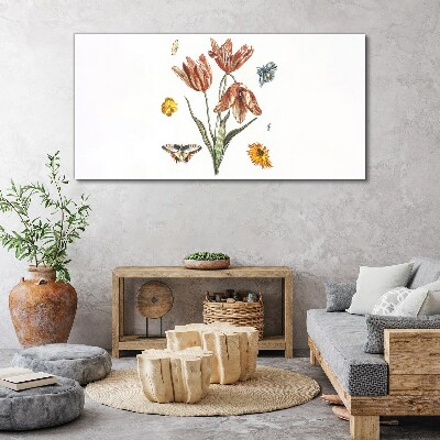 Flowers and butterflies in harmony Canvas print