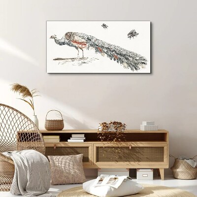 Peacock with flies Canvas print
