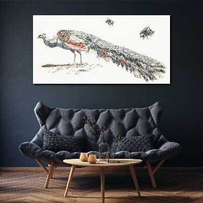 Peacock with flies Canvas print