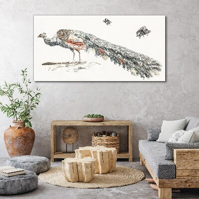 Peacock with flies Canvas print