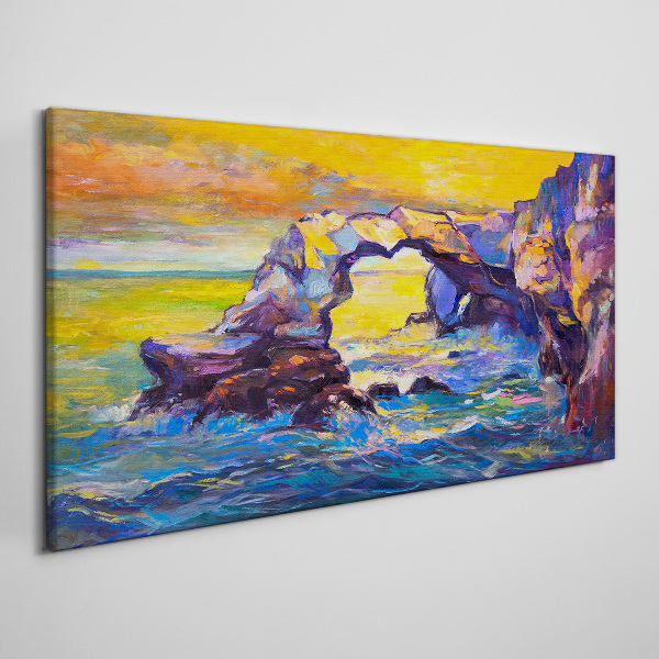 Sunset over the sea gate Canvas Wall art