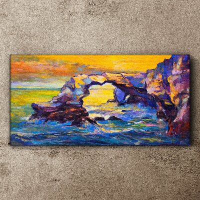 Sunset over the sea gate Canvas Wall art