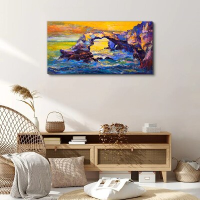 Sunset over the sea gate Canvas Wall art