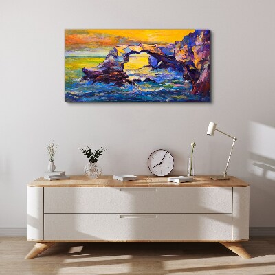 Sunset over the sea gate Canvas Wall art