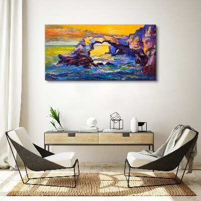 Sunset over the sea gate Canvas Wall art