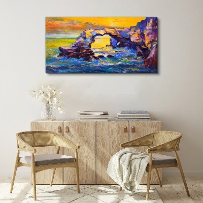 Sunset over the sea gate Canvas Wall art