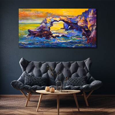 Sunset over the sea gate Canvas Wall art