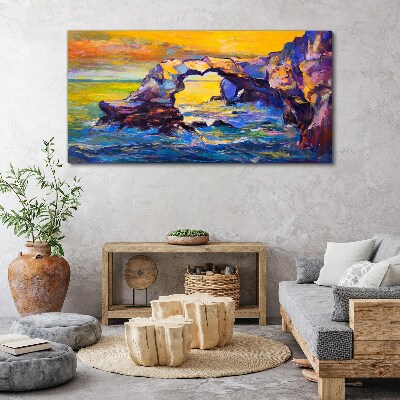 Sunset over the sea gate Canvas Wall art