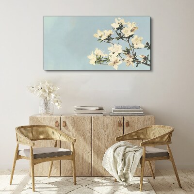 Floral composition on a blue background Canvas print