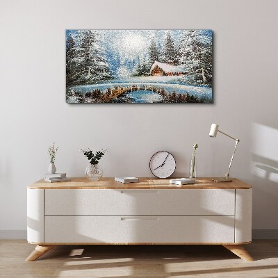 Winter snow forest nature Canvas Wall art