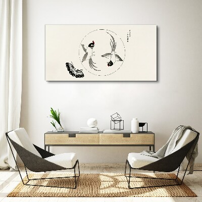 Dancing birds and butterfly Canvas print