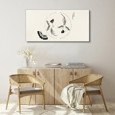 Dancing birds and butterfly Canvas print