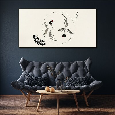 Dancing birds and butterfly Canvas print