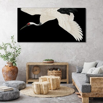The elegance of the white crane silhouette Canvas Wall art